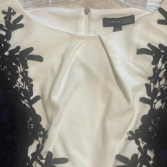 White navy blue stretchy dress - Picture 6 of 7